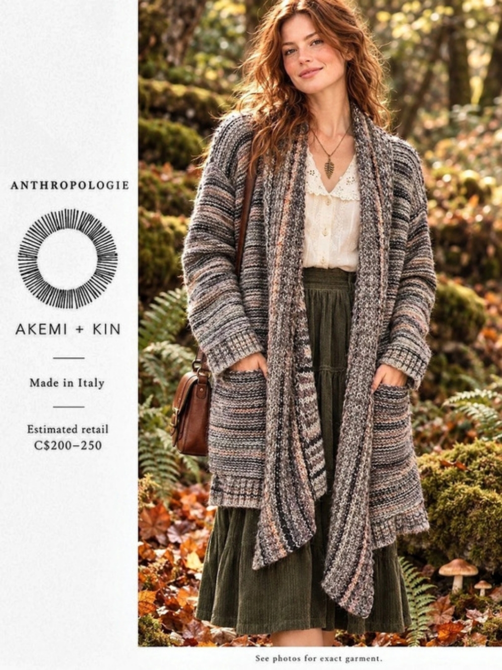 Anthropologie Akemi + Kin cardigan Striped Knit Boho Cottagecore Goblincore 67